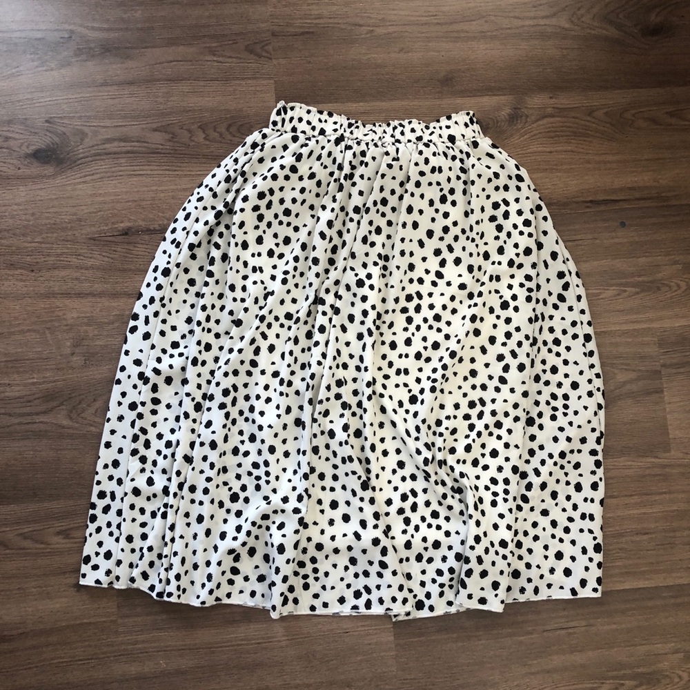 White Polka Dot Poodle Skirt A-Line Size Med MIDI Retro Pin Up Flare Style